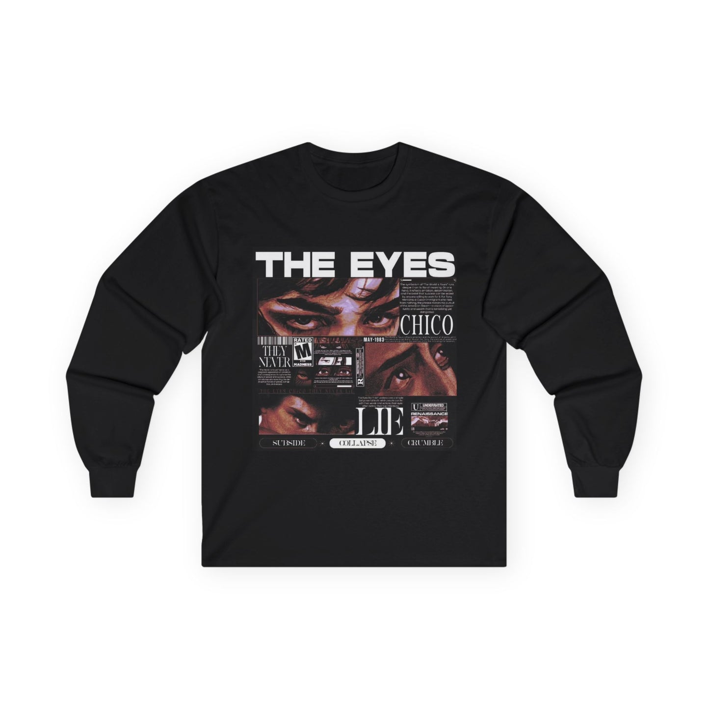 Camiseta Manga Comprida “The Eyes” – Estética Grunge e Experimental